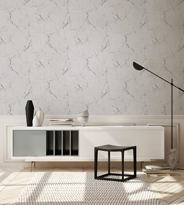 Non woven-tapet sten utseende Profhome 378556-GU slät glansigt färg vit grå 5,33 m2