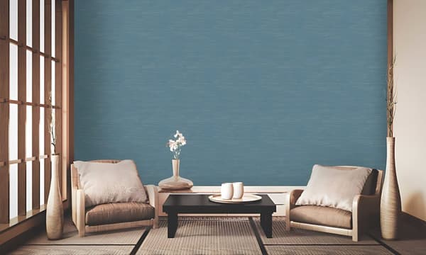 Non woven-tapet uni kulör Profhome 378576-GU lätt texturerad glansigt mönster matt bakgrund färg blå guld 5,33 m2