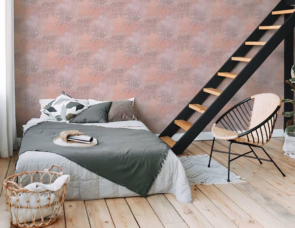 Non woven-tapet begagnad utseende Profhome 378582-GU lätt texturerad matt färg orange beige röd 5,33 m2