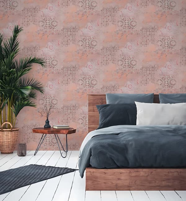 Non woven-tapet begagnad utseende Profhome 378582-GU lätt texturerad matt färg orange beige röd 5,33 m2