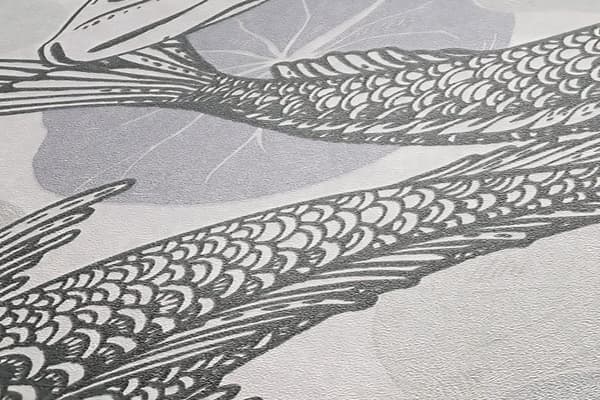 Non woven-tapet chinoiserie tapet Profhome 378591-GU slät glansigt mönster matt bakgrund färg grå vit svart 5,33 m2