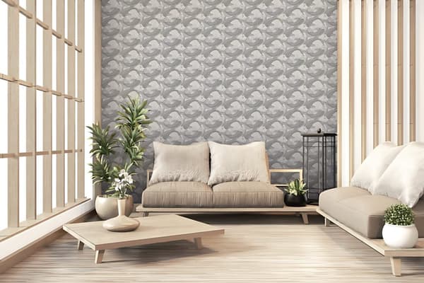 Non woven-tapet chinoiserie tapet Profhome 378591-GU slät glansigt mönster matt bakgrund färg grå vit svart 5,33 m2