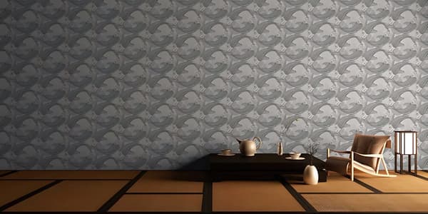 Non woven-tapet chinoiserie tapet Profhome 378591-GU slät glansigt mönster matt bakgrund färg grå vit svart 5,33 m2