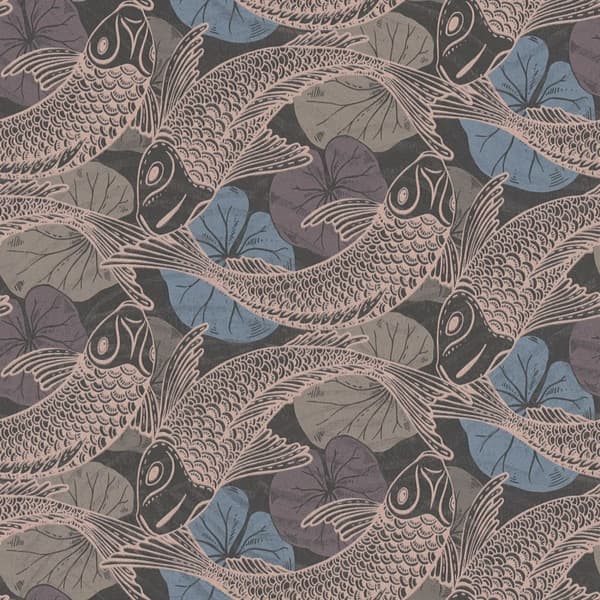 Non woven-tapet chinoiserie tapet Profhome 378594-GU slät glansigt mönster matt bakgrund färg blå brons brun beige 5,33 m2