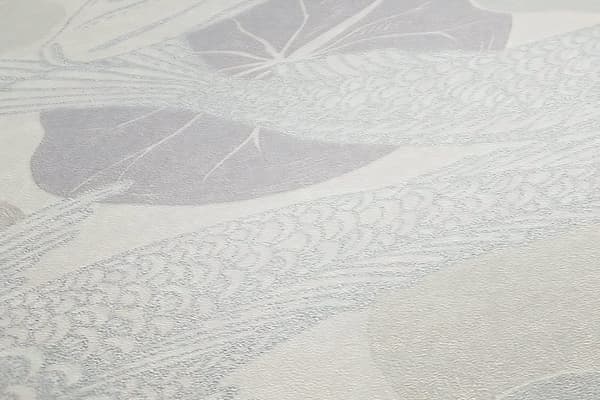 Non woven-tapet chinoiserie tapet Profhome 378596-GU slät glansigt mönster matt bakgrund färg silver vit grå 5,33 m2