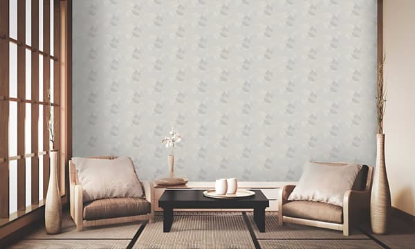 Non woven-tapet chinoiserie tapet Profhome 378596-GU slät glansigt mönster matt bakgrund färg silver vit grå 5,33 m2