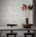Miniatyrbild 4 av 7: Non woven-tapet blomster Profhome 378614-GU slät matt färg vit grå 5,33 m2