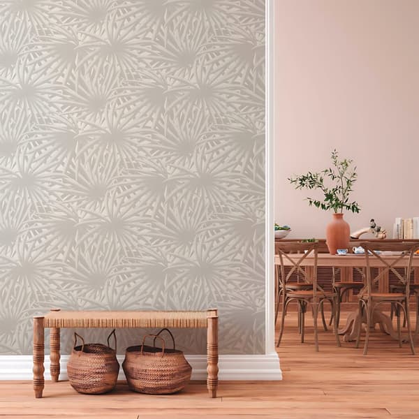 Non woven-tapet blomster Profhome 378614-GU slät matt färg vit grå 5,33 m2