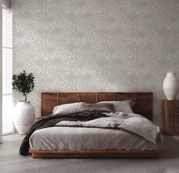 Non woven-tapet blomster Profhome 378614-GU slät matt färg vit grå 5,33 m2