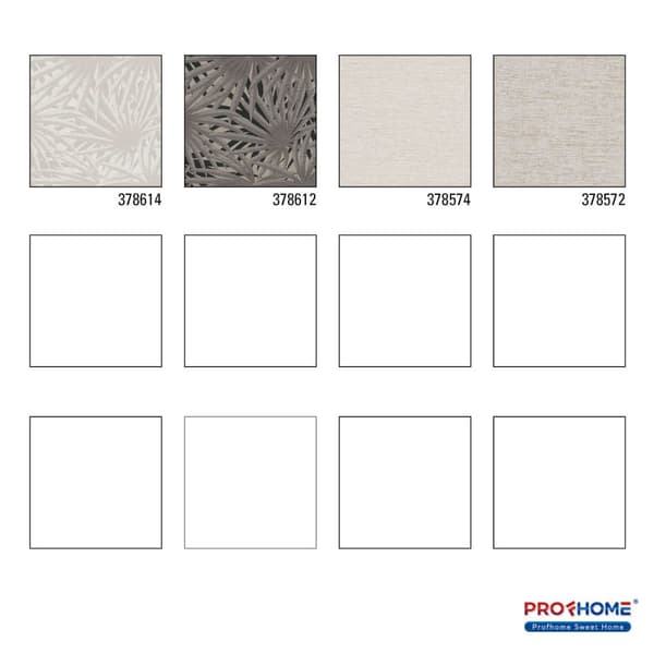 Non woven-tapet blomster Profhome 378614-GU slät matt färg vit grå 5,33 m2
