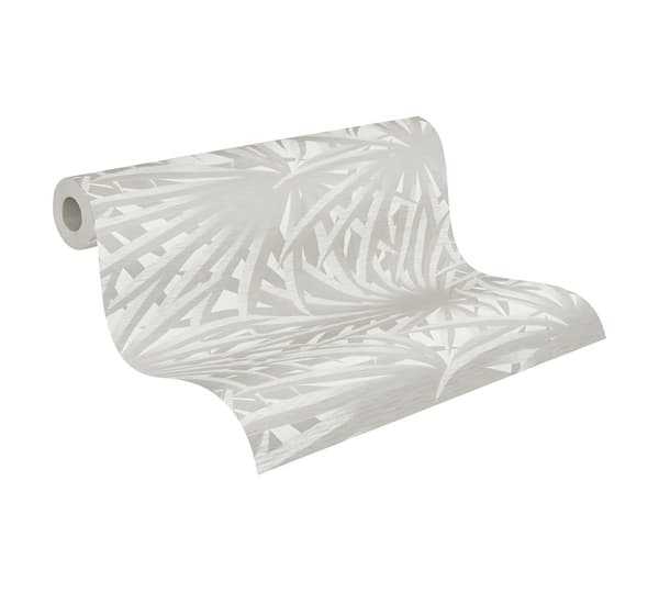 Non woven-tapet blomster Profhome 378614-GU slät matt färg vit grå 5,33 m2