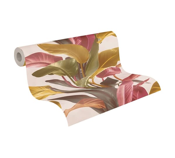 Ikke-vævet tapet blomster Profhome 378622-gu lidt tekstureret mat färg rød gul brun creme 5,33 m2