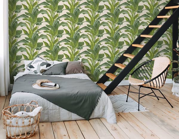 Non woven-tapet blomster Profhome 378623-GU lätt texturerad matt färg grön grädde 5,33 m2