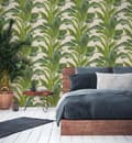 Miniatyrbild 6 av 7: Non woven-tapet blomster Profhome 378623-GU lätt texturerad matt färg grön grädde 5,33 m2