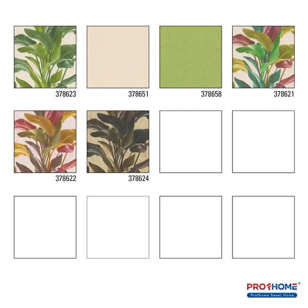 Non woven-tapet blomster Profhome 378623-GU lätt texturerad matt färg grön grädde 5,33 m2