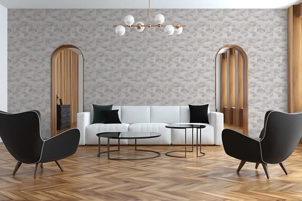Non woven-tapet geometrisk Profhome 378631-GU slät glittrande mönster matt bakgrund färg silver grå vit 5,33 m2