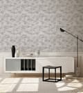 Miniatyrbild 6 av 7: Non woven-tapet geometrisk Profhome 378631-GU slät glittrande mönster matt bakgrund färg silver grå vit 5,33 m2