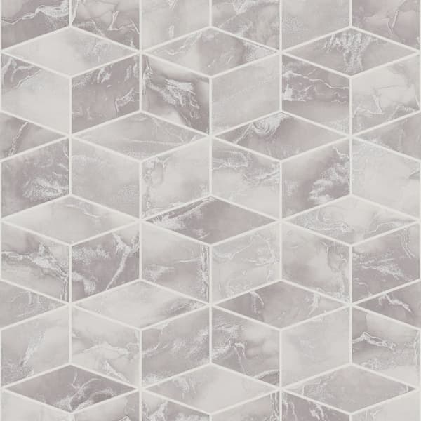 Non woven-tapet geometrisk Profhome 378631-GU slät glittrande mönster matt bakgrund färg silver grå vit 5,33 m2