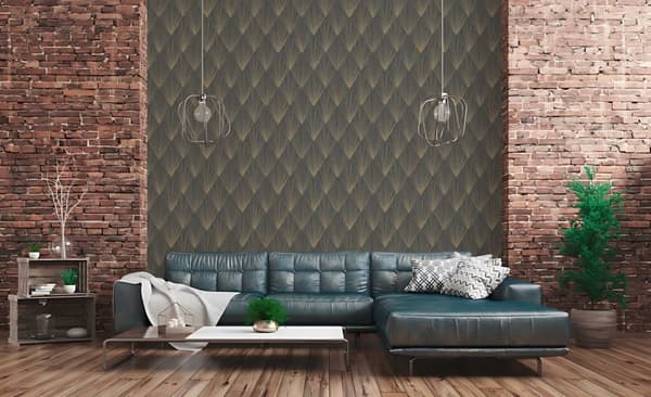Non woven-tapet geometrisk Profhome 378644-GU lätt texturerad glansigt mönster matt bakgrund färg svart guld grå 5,33 m2