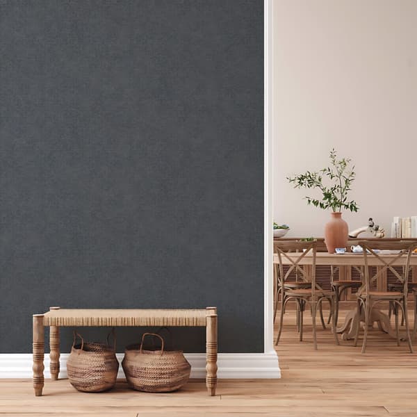 Non woven-tapet geometrisk Profhome 378665-GU lätt texturerad metalliska höjdpunkter färg grå antracit platina 5,33 m2