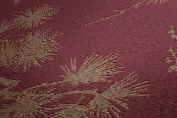Non woven-tapet Asien Profhome 378671-GU lätt texturerad metalliska höjdpunkter färg röd guld 5,33 m2