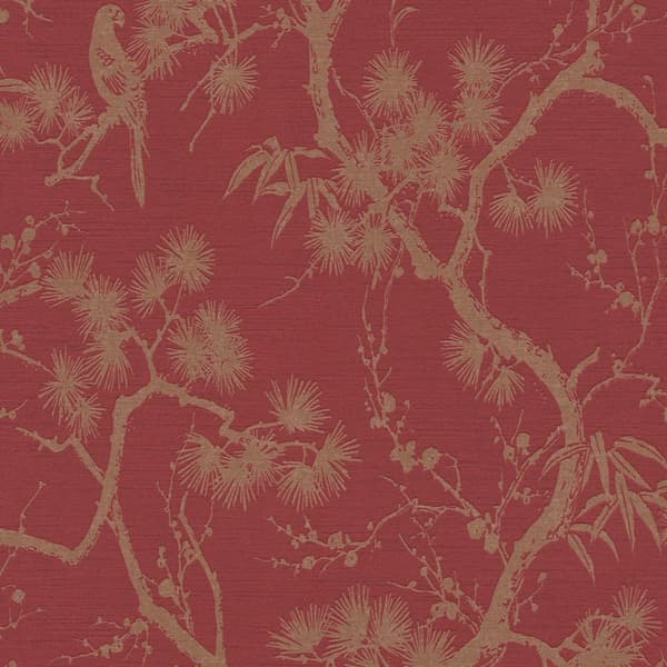 Non woven-tapet Asien Profhome 378671-GU lätt texturerad metalliska höjdpunkter färg röd guld 5,33 m2