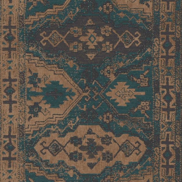 Non woven-tapet tyg utseende Profhome 378682-GU lätt texturerad matt färg blå brun 5,33 m2