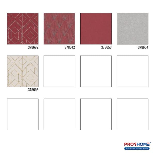 Non woven-tapet geometrisk Profhome 378692-GU lätt texturerad matt färg röd grå vit 5,33 m2