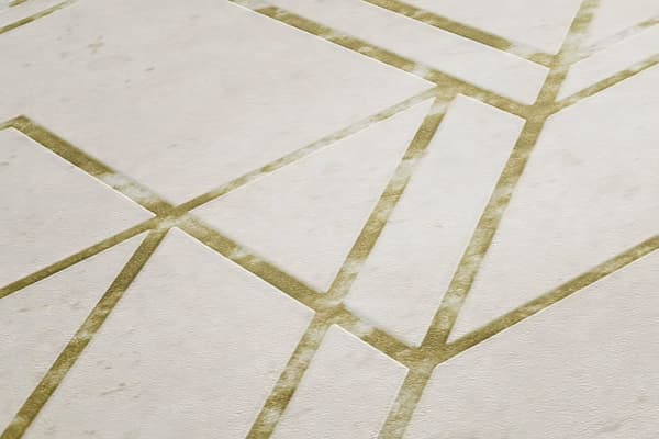 Non woven-tapet geometrisk Profhome 378693-GU lätt texturerad glansigt mönster matt bakgrund färg vit guld 5,33 m2