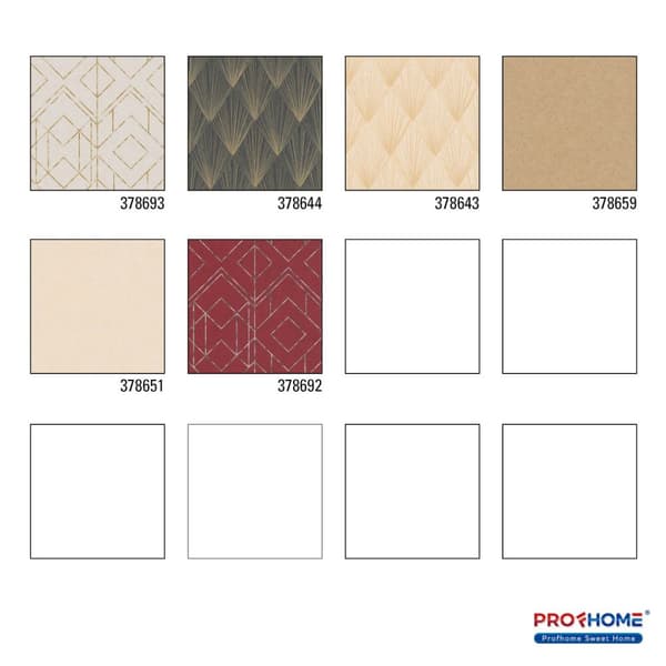 Non woven-tapet geometrisk Profhome 378693-GU lätt texturerad glansigt mönster matt bakgrund färg vit guld 5,33 m2