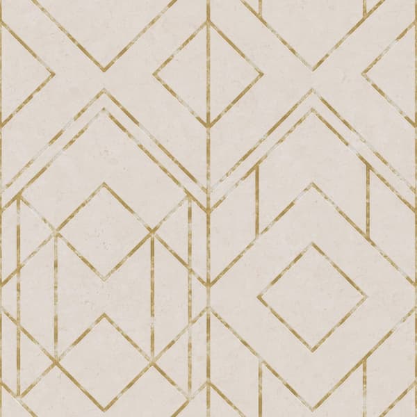 Non woven-tapet geometrisk Profhome 378693-GU lätt texturerad glansigt mönster matt bakgrund färg vit guld 5,33 m2