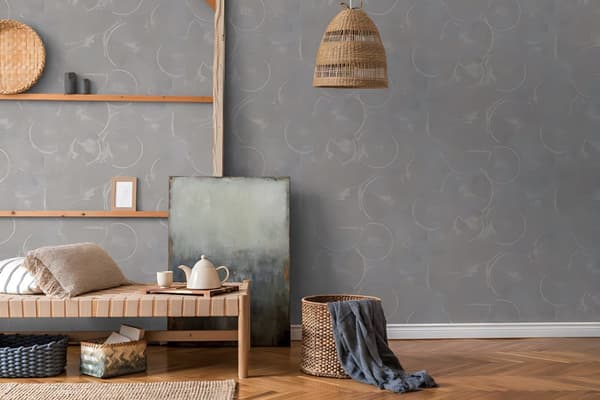 Non woven-tapet geometrisk Profhome 379002-GU lätt texturerad glansigt mönster matt bakgrund färg grå silver 5,33 m2