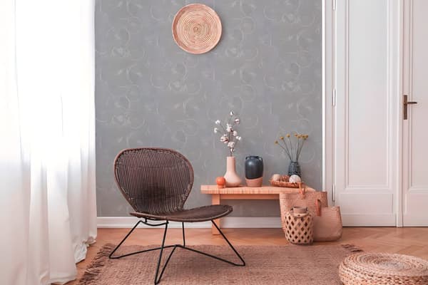 Non woven-tapet geometrisk Profhome 379002-GU lätt texturerad glansigt mönster matt bakgrund färg grå silver 5,33 m2