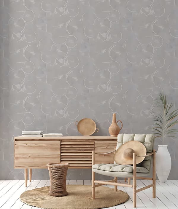 Non woven-tapet geometrisk Profhome 379002-GU lätt texturerad glansigt mönster matt bakgrund färg grå silver 5,33 m2