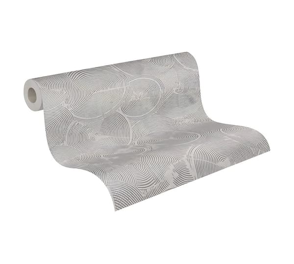 Non woven-tapet geometrisk Profhome 379002-GU lätt texturerad glansigt mönster matt bakgrund färg grå silver 5,33 m2