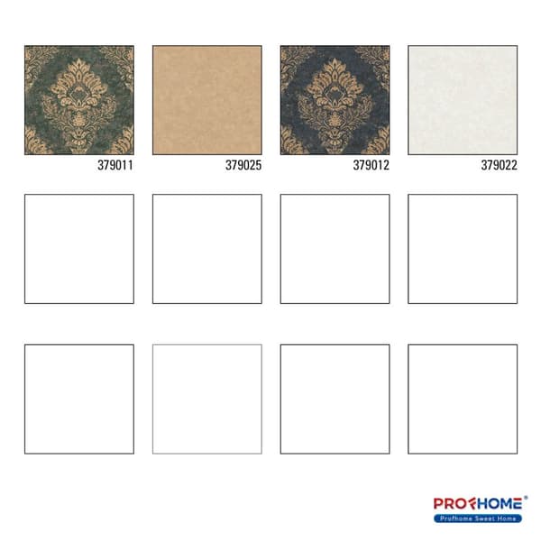 Non woven-tapet ornament Profhome 379011-GU lätt texturerad matt färg grön guld 5,33 m2