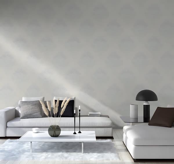 Non woven-tapet ornament Profhome 379015-GU lätt texturerad matt färg vit silver grå 5,33 m2