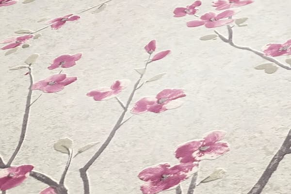 Ikke-vævet tapet blomster Profhome 379121-gu lidt tekstureret mat färg lyserød hvid 5,33 m2
