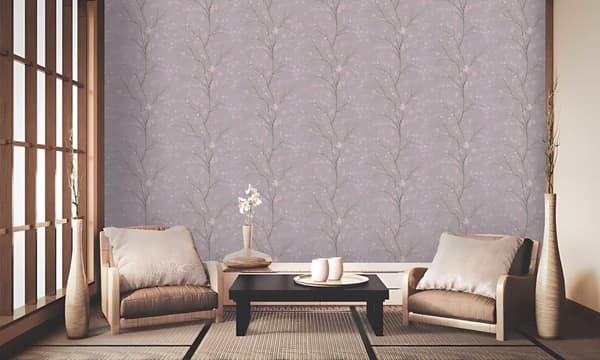 Non woven-tapet blomster Profhome 379122-GU lätt texturerad matt färg grå rosa 5,33 m2
