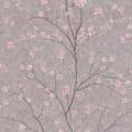 Miniatyrbild 1 av 7: Non woven-tapet blomster Profhome 379122-GU lätt texturerad matt färg grå rosa 5,33 m2