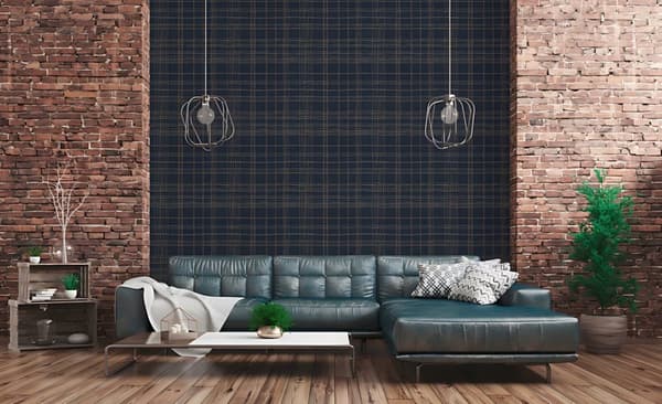 Non woven-tapet geometrisk Profhome 379194-GU lätt texturerad glansigt mönster matt bakgrund färg blå guld 5,33 m2