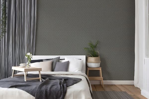 Non woven-tapet ornament Profhome 379573-GU lätt texturerad glansigt mönster matt bakgrund färg grå guld svart 5,33 m2