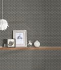 Miniatyrbild 6 av 6: Non woven-tapet ornament Profhome 379573-GU lätt texturerad glansigt mönster matt bakgrund färg grå guld svart 5,33 m2