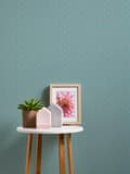 Miniatyrbild 6 av 6: Non woven-tapet ornament Profhome 379574-GU lätt texturerad glansigt mönster matt bakgrund färg turkos guld blå 5,33 m2