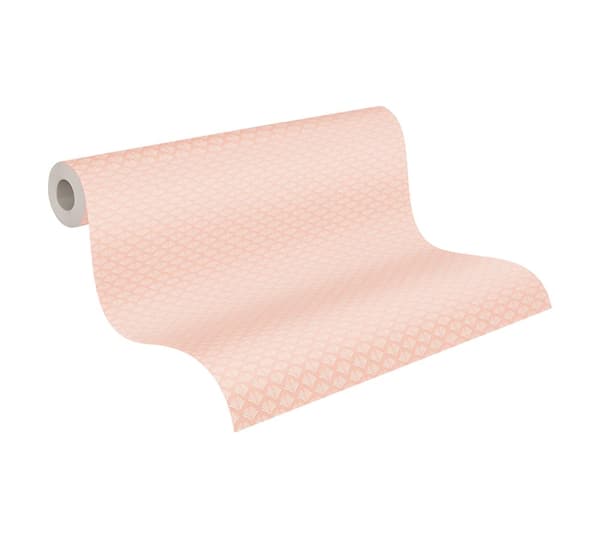 Non woven-tapet ornament Profhome 379586-GU slät glansigt mönster matt bakgrund färg rosa vit 5,33 m2