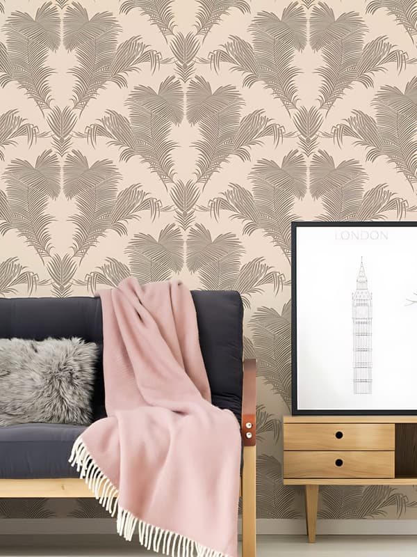 Non woven-tapet palmer Profhome 379591-GU texturerad glansigt mönster matt bakgrund färg beige 5,33 m2