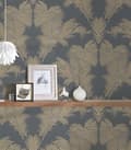Miniatyrbild 6 av 6: Non woven-tapet palmer Profhome 379593-GU texturerad glansigt mönster matt bakgrund färg guld grå 5,33 m2
