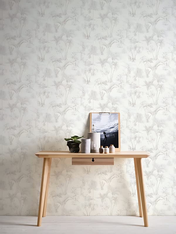Non woven-tapet palmer Profhome 380211-GU lätt texturerad matt färg beige grå 5,33 m2