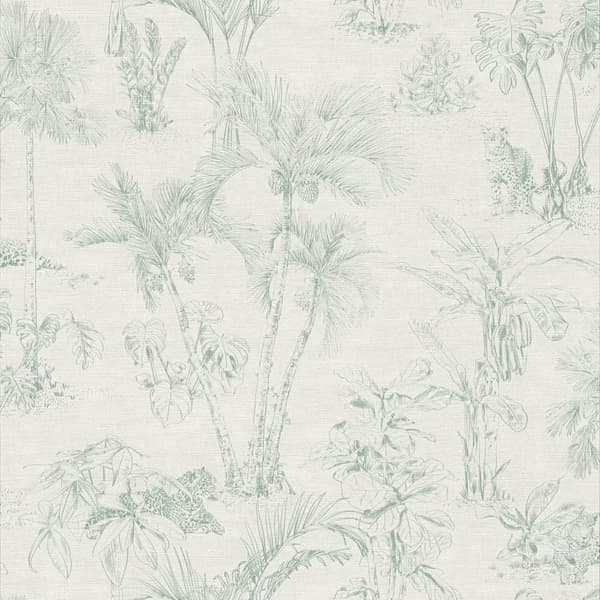 Non woven-tapet palmer Profhome 380212-GU lätt texturerad matt färg grå grön 5,33 m2