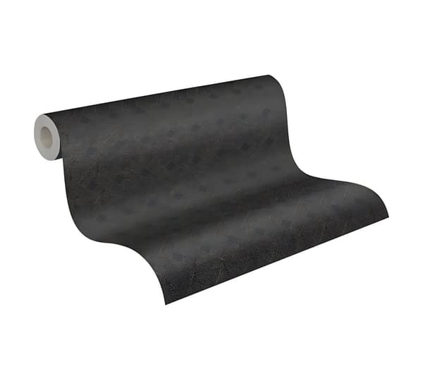 Non woven-tapet geometrisk Profhome 380291-GU lätt texturerad metalliska höjdpunkter färg svart silver 5,33 m2
